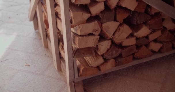 Brennholz Holzkiste Hochwertiges Filmmaterial — Stockvideo