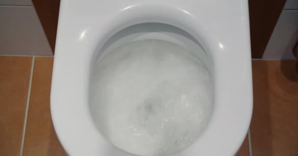 Wit Water Toilet Wordt Doorgespoeld Hoge Kwaliteit Beeldmateriaal — Stockvideo