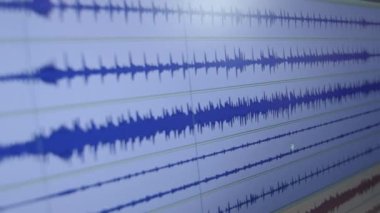 Ses kayıt yazılımında dalga biçimleri. Yüksek kalite 4k görüntü