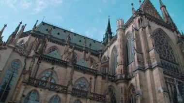 Linz Manzarası 'ndaki Mariendom Gotik Katedrali. Yüksek kalite 4k görüntü