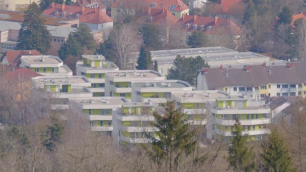 Zona Residencial Tele Disparo Desde Linz Poestlingberg Imágenes Alta Calidad — Vídeos de Stock