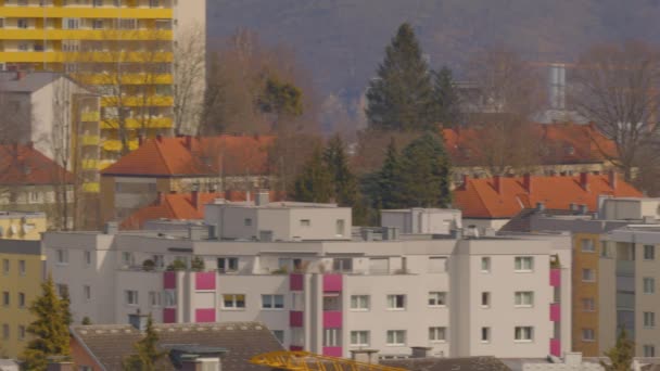 Zona Residencial Linz Con Diferentes Tipos Vivienda Imágenes Alta Calidad — Vídeos de Stock