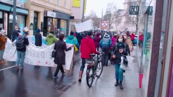 Fridays Future Activists Marching Streets High Quality Footage — Stock Video