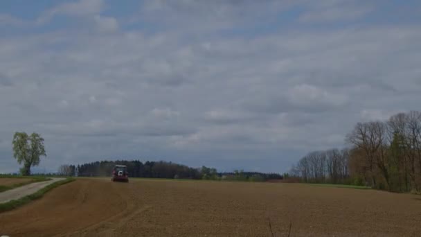Time Lapse Tractor Harrowing Agricultural Field Spring High Quality Footage — Stock Video