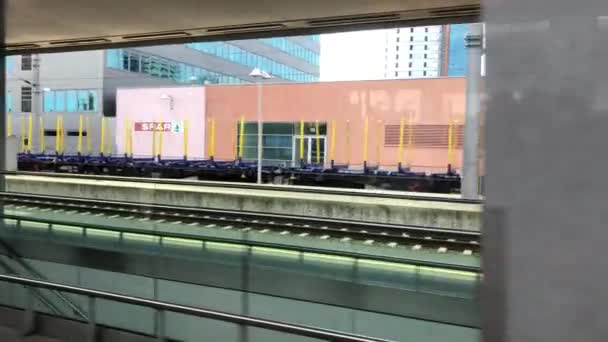 Trein Verlaat Linz Centraal Station Hoge Kwaliteit Beeldmateriaal — Stockvideo