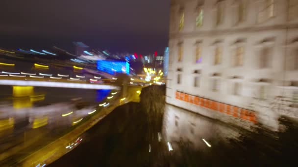 Linzer Nachtzeitraum Mit Donau Und Nibelungenbrücke Hochwertiges Filmmaterial — Stockvideo