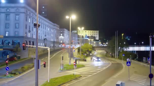 Hosszú Expozíciós Idő Forgalom Linz Közelében Nibelungen Híd Kiváló Minőségű — Stock videók