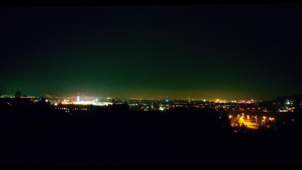 Gyönyörű Éjszakai Időeltolódás Linz Városi Területen Forgalmat Kiváló Minőségű Felvételek — Stock videók