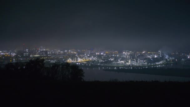 Linz Stålfabrik Natten Högkvalitativ Film — Stockvideo