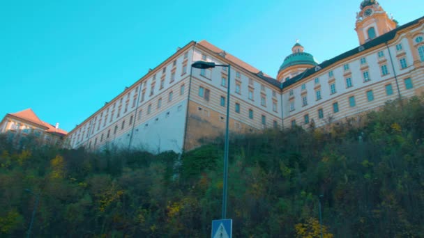 Benedictijner Abdij Boven Stad Melk Wachau Neder Oostenrijk Hoge Kwaliteit — Stockvideo