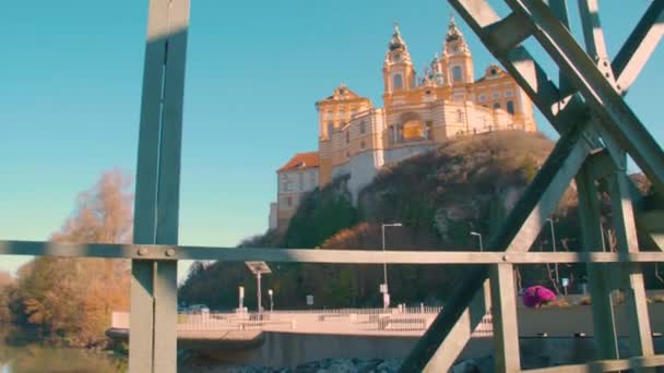 Benediktinerabtei Oberhalb Der Stadt Melk Der Wachau Niederösterreich Hochwertiges Filmmaterial — Stockvideo