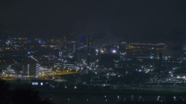 Fabrica Oțel Linz Timp Noapte Imagini Înaltă Calitate — Videoclip de stoc