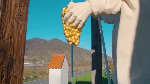 在下奥地利州的瓦豪 有黄金葡萄的圣徒雕像 高质量的4K镜头 — 图库视频影像