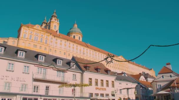 Benediktine Kloster Ovanför Melk Stad Wachau Niederösterreich Högkvalitativ Film — Stockvideo