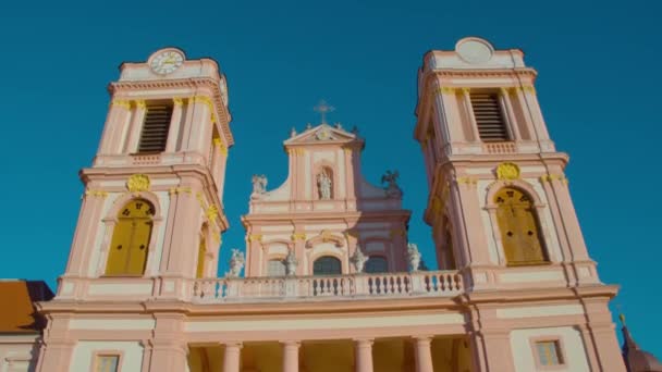 Историческая Церковь Аббатства Гетвейге Нижняя Австрия Высококачественные Кадры — стоковое видео
