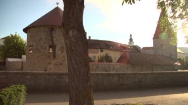 Ortaçağ şehir duvarlı Freistadt Yukarı Avusturya. Yüksek kaliteli FullHD görüntüler
