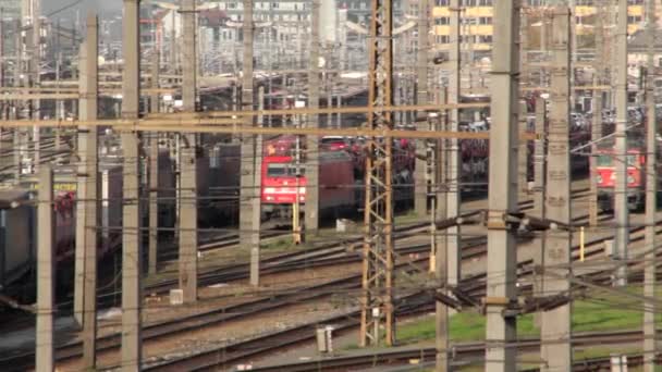 Railroad Tracks Linz Main Station High Quality Fullhd Footage — Stock Video