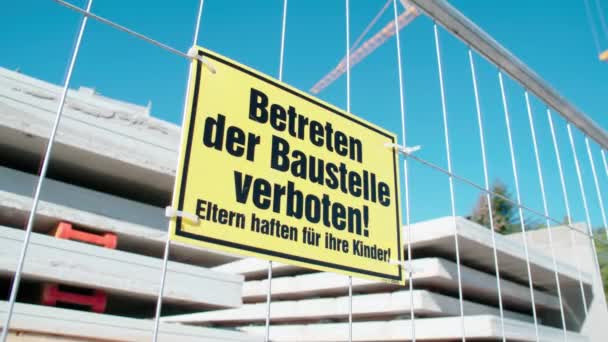 Señal Advertencia Alemana Sitio Construcción Imágenes Alta Calidad — Vídeo de stock