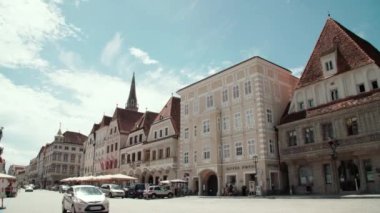 Stadtplatz şehir meydanı olan tarihi Steyr kasabası. Yüksek kalite 4k görüntü