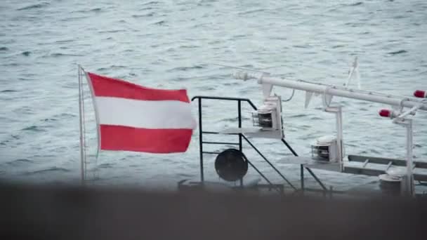 Bandera Austriaca Buque Agua Imágenes Alta Calidad — Vídeos de Stock