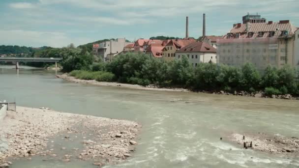 Ujścia Rzeki Steyr Węzłem Rzecznym Enns Wysokiej Jakości Materiał — Wideo stockowe