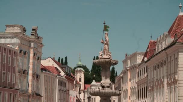 Stadtplatz Şehir Meydanı Olan Tarihi Steyr Kasabası Yüksek Kalite Görüntü — Stok video