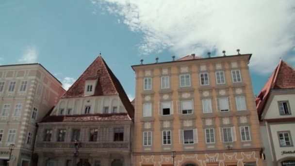 Stadtplatz Şehir Meydanı Olan Tarihi Steyr Kasabası Yüksek Kalite Görüntü — Stok video