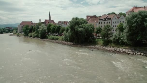 Steyr Történelmi Óvárosa Stadtplatz Város Főterén Kiváló Minőségű Felvételek — Stock videók