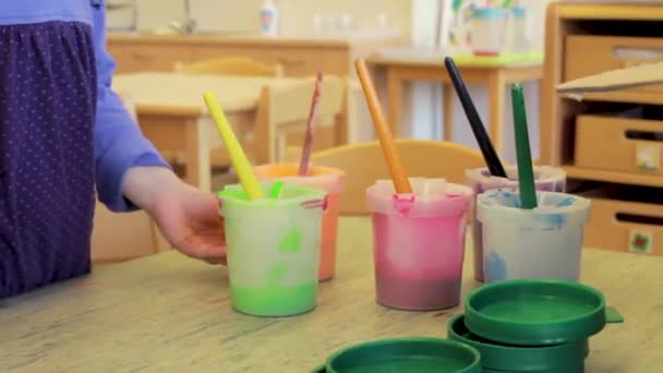Water Colors Kindergarten Group High Quality Fullhd Footage — Stock Video