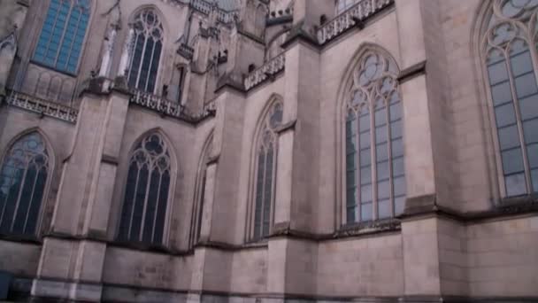 Closeup Shot Neogothic Mariendom Cathedral Linz Upper Austria High Quality — Stock Video