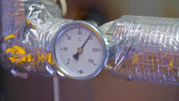 Medidores Temperatura Tubos Cobre Sala Calderas Imágenes Alta Calidad — Vídeos de Stock
