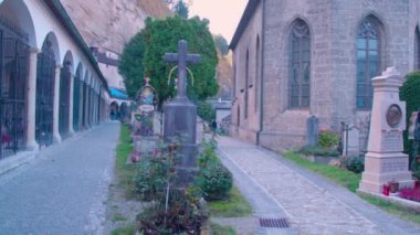 Salzburg St.Peter mezarlığı ve kalesi. Yüksek kalite 4k görüntü