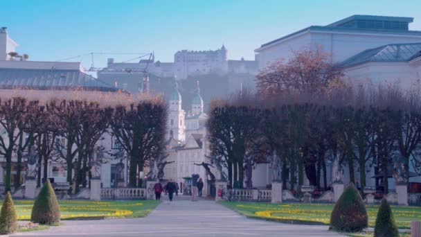 Mirabell Den Hohensalzburg Dom Ile Salzburg Manzarası Yüksek Kalite Görüntü — Stok video