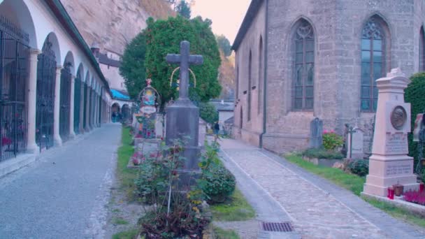 Salzburg Peter Mezarlığı Kalesi Yüksek Kalite Görüntü — Stok video