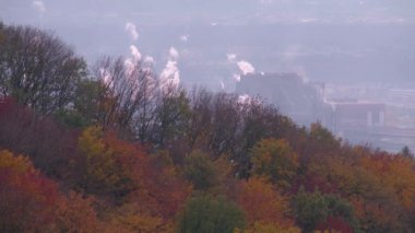 Sonbaharda sanayi bölgesi olan Linz kentsel bölgesi. Yüksek kalite 4k görüntü