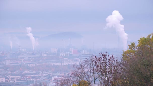 Strefa Miejska Linz Strefą Przemysłową Jesienią Wysokiej Jakości Materiał — Wideo stockowe