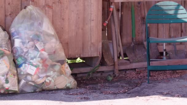 Sacos Lixo Portal Casa Imagens Alta Qualidade — Vídeo de Stock