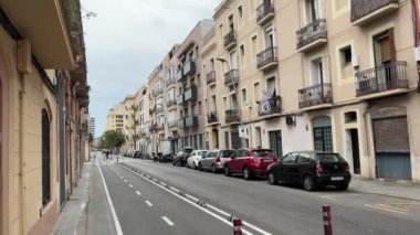 Barselona Poblenou bölgesi sokak manzarası. Yüksek kalite 4k görüntü