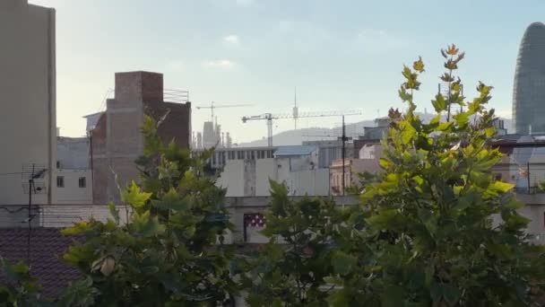 Barcelona Avond Met Prachtig Uitzicht Stad Hoge Kwaliteit Beeldmateriaal — Stockvideo