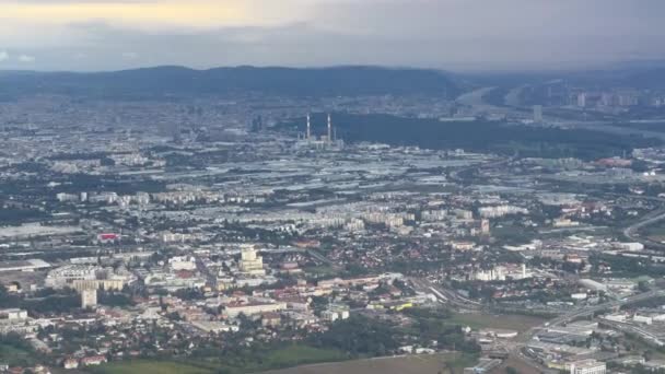 Viena Austria Vista Desde Avión Ascendente Imágenes Alta Calidad — Vídeos de Stock