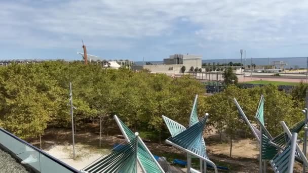 Akdeniz Manzaralı Barselona Plajı Yüksek Kalite Görüntü — Stok video