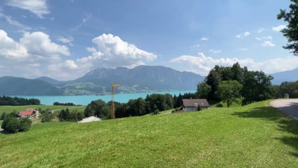 Widok Jezioro Attersee Górnej Austrii Wysokiej Jakości Materiał Filmowy Fullhd — Wideo stockowe