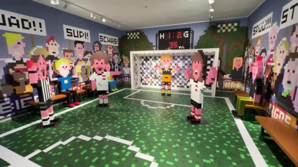 Pixel Βασίζεται Στοιχεία Ποδοσφαίρου Στο Γήπεδο Ποδοσφαίρου Υψηλής Ποιότητας Πλάνα — Αρχείο Βίντεο