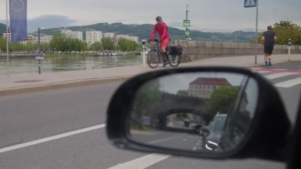 Nyári Forgalom Linz Nibelungen Hídnál Kiváló Minőségű Felvételek — Stock videók
