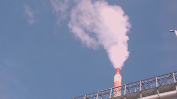 District Heating Plant Smoke Stack High Quality Footage — Stock Video
