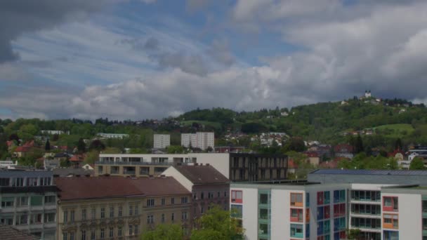 Linz Urfahr Residencial Son Con Nubes Timalapse Imágenes Alta Calidad — Vídeos de Stock