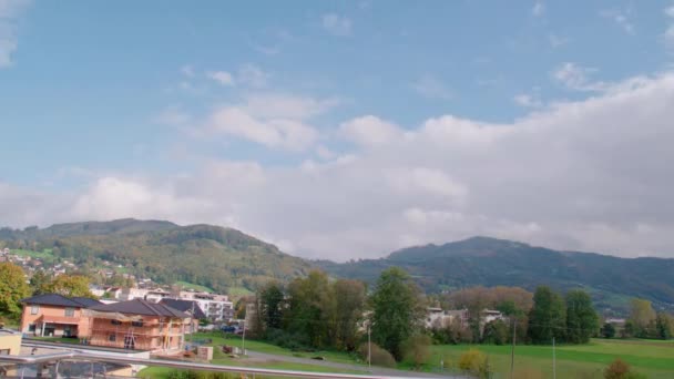 Beautiful Timelapse Town Alpine Hills High Quality Footage — Stock Video