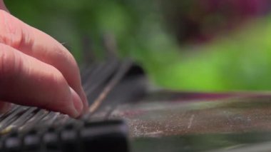 Zither iplerini yavaş çekimde seçmek. Yüksek kaliteli FullHD görüntüler