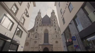Avusturya, Viyana 'daki Stephansplatz' daki St. Stephens Katedrali ulusal anıtı. Yüksek kalite 4k görüntü
