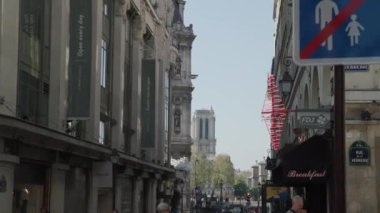 Arka planda Notre Dame katedrali olan Paris şehir manzarası. Yüksek kalite 4k görüntü